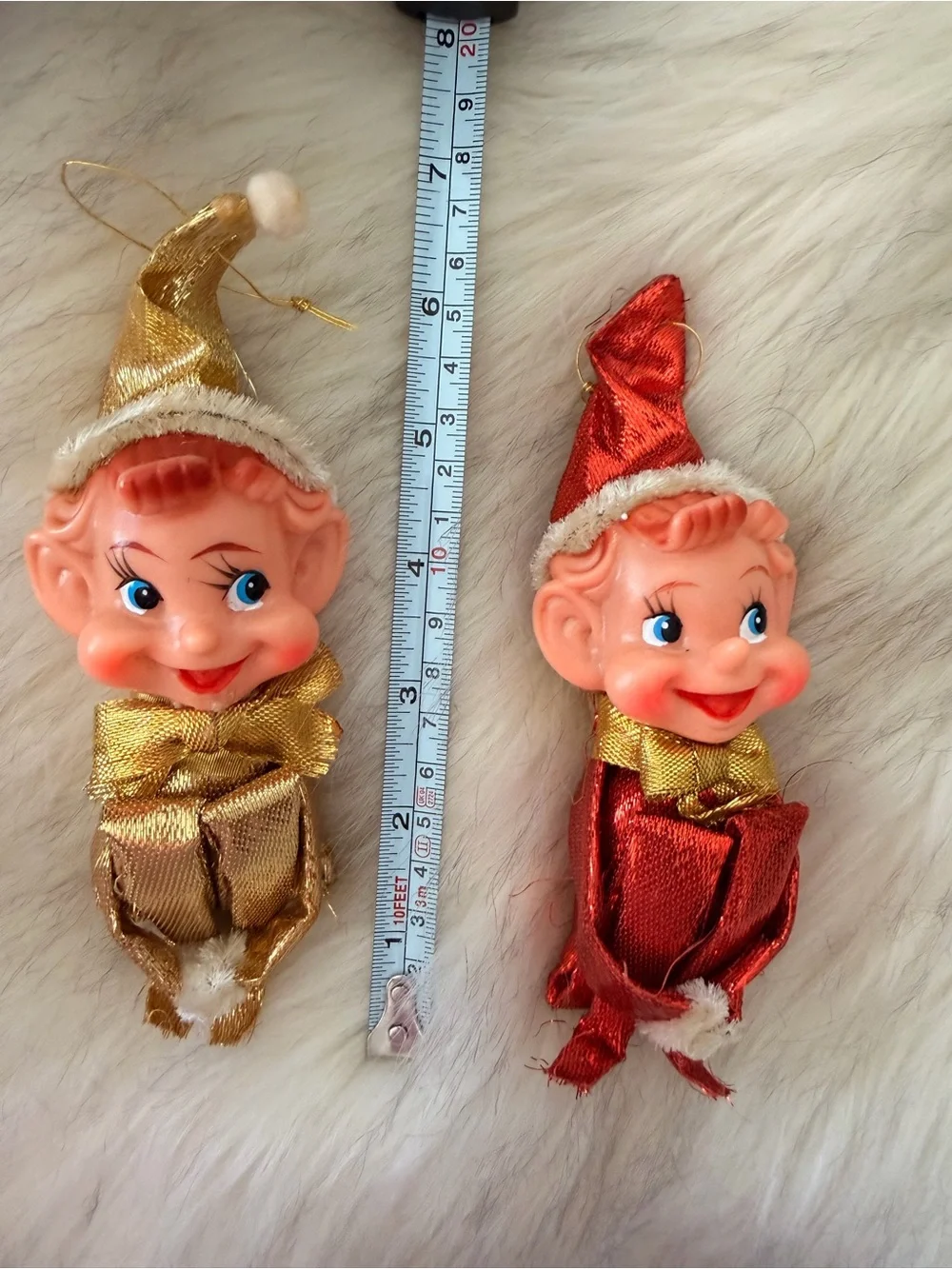 Metallic ‘Knee Huggers’ Mid century ornament (set of 2)
